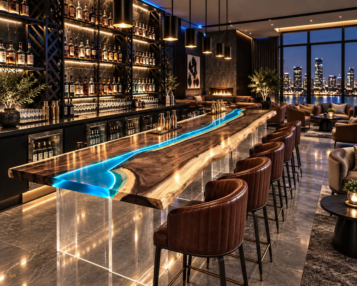 Custom Epoxy Bar Top with LED AL004