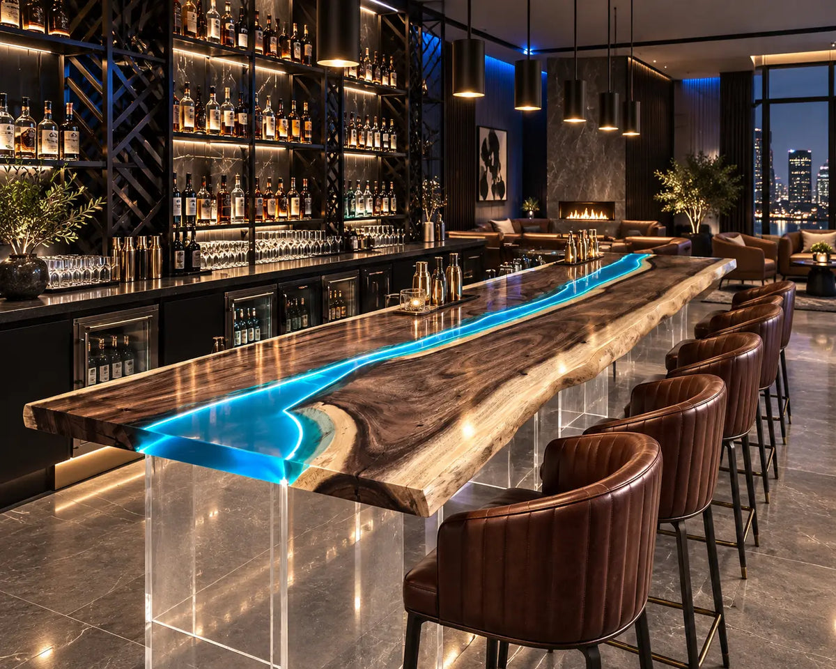 Custom Epoxy Bar Top with LED AL004