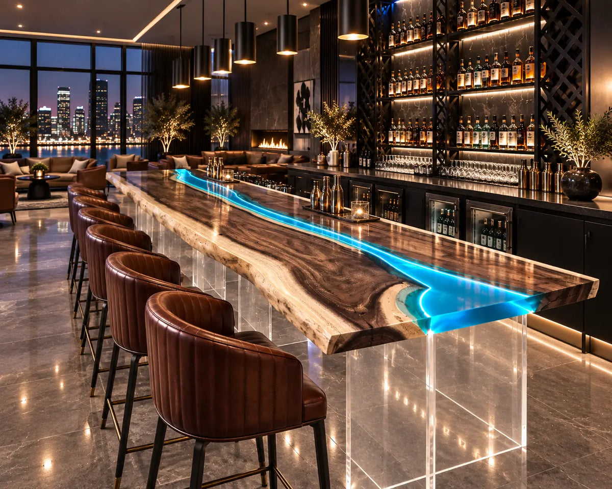 Custom Epoxy Bar Top with LED AL004
