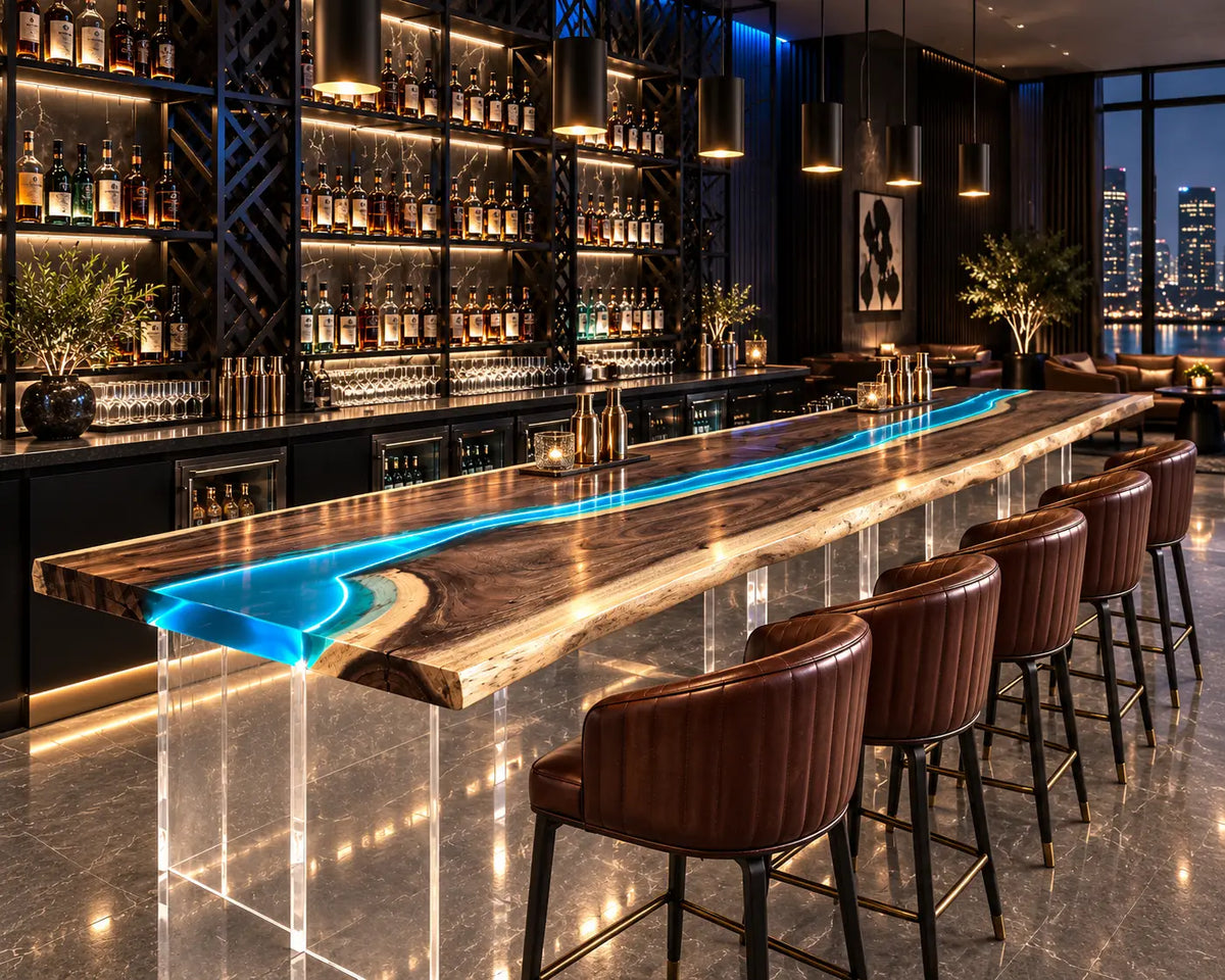 Custom Epoxy Bar Top with LED AL004