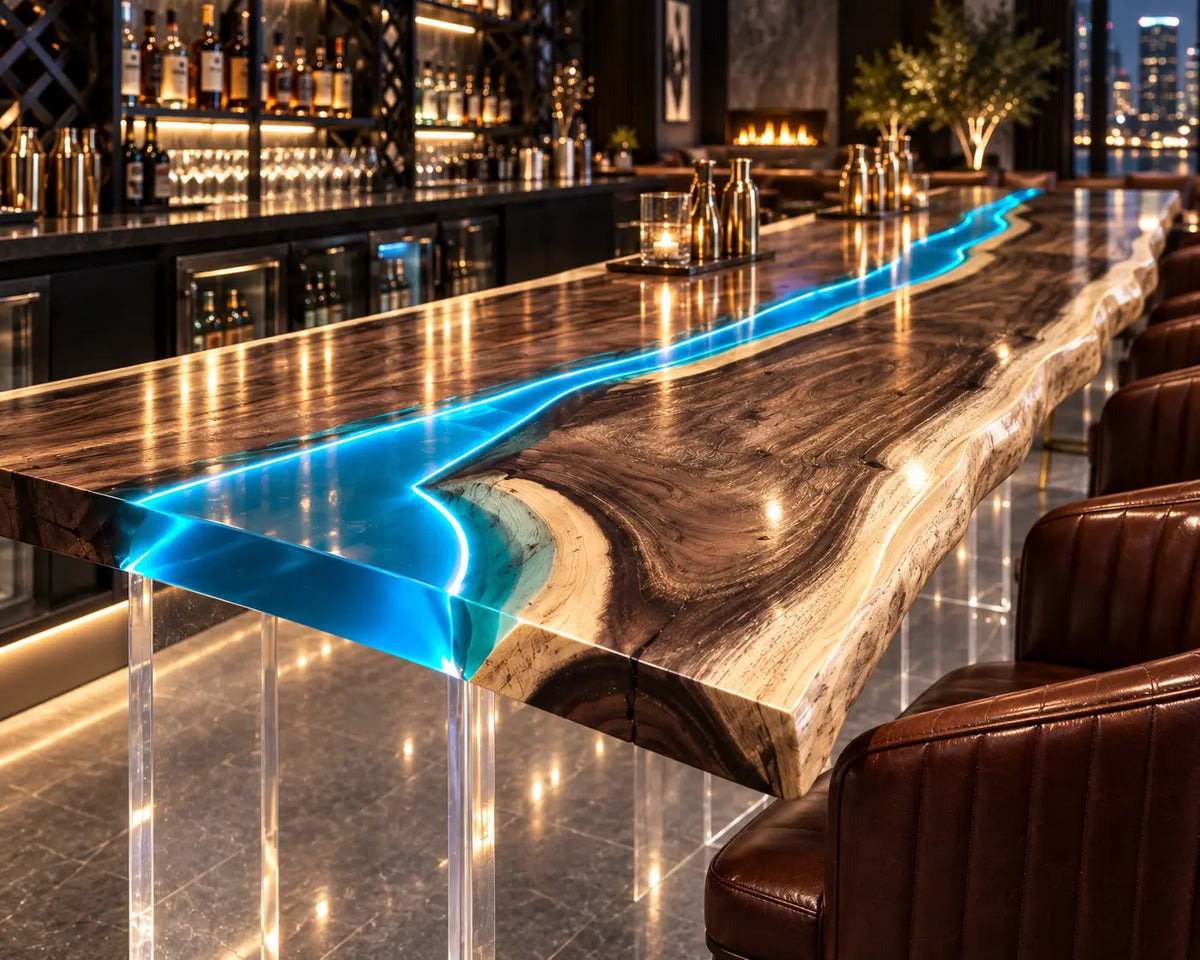 Custom Epoxy Bar Top with LED AL004