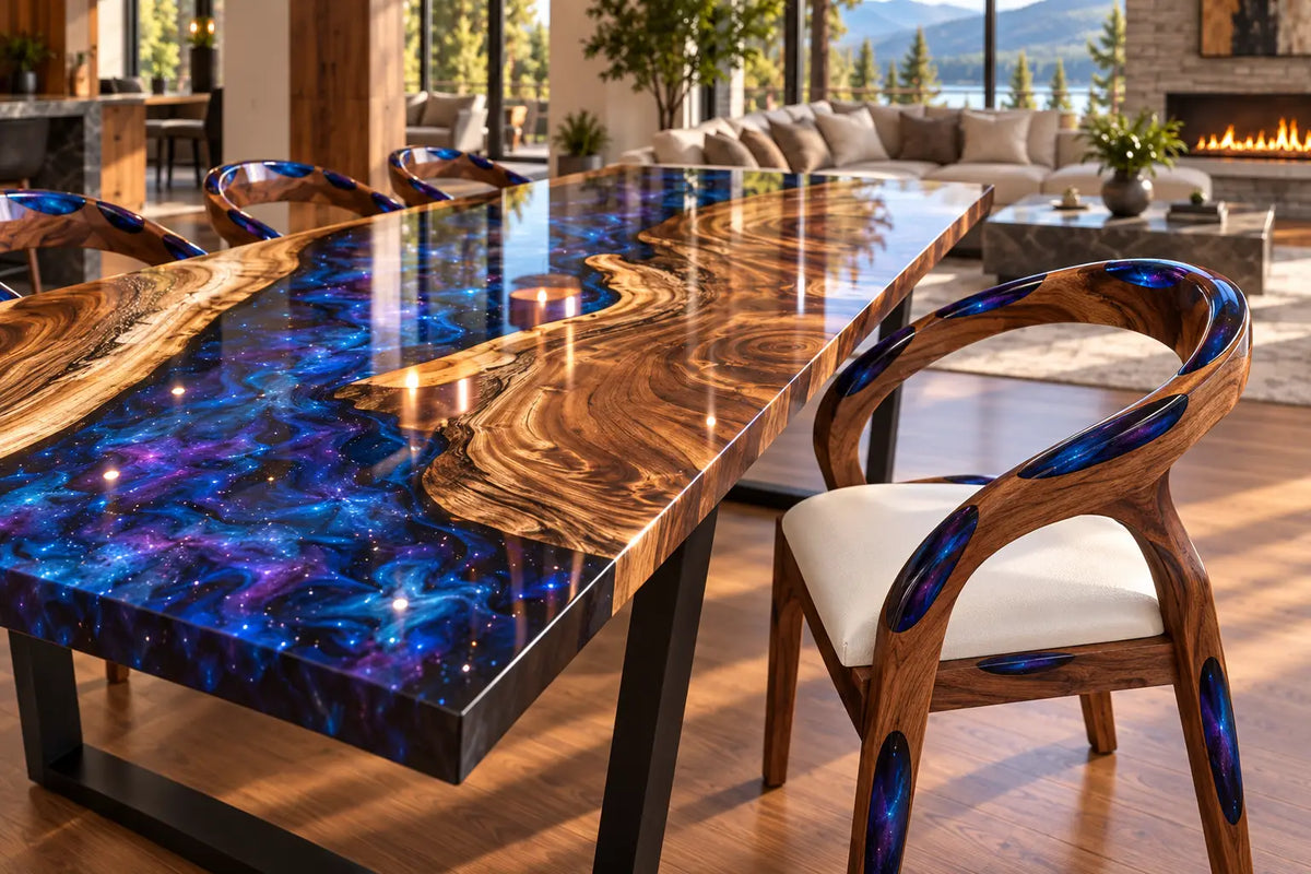 Custom Epoxy Resin Galaxy Table AL005