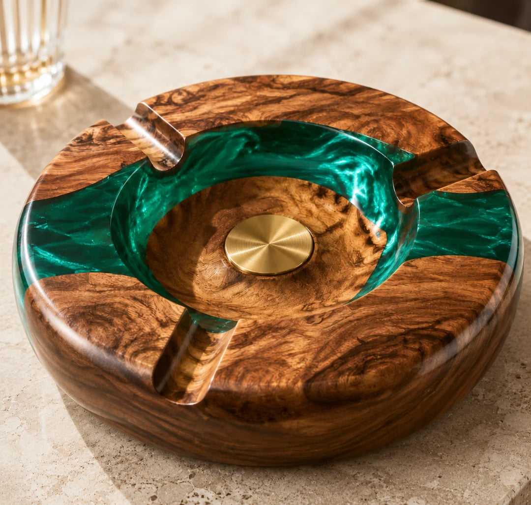 Emerald Swirl Emerald Green Epoxy Ashtray AT01