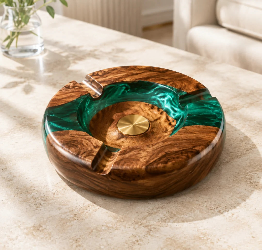 Emerald Swirl Emerald Green Epoxy Ashtray AT01