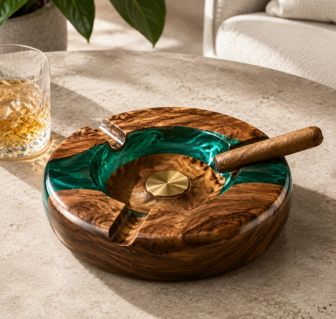 Emerald Swirl Emerald Green Epoxy Ashtray AT01