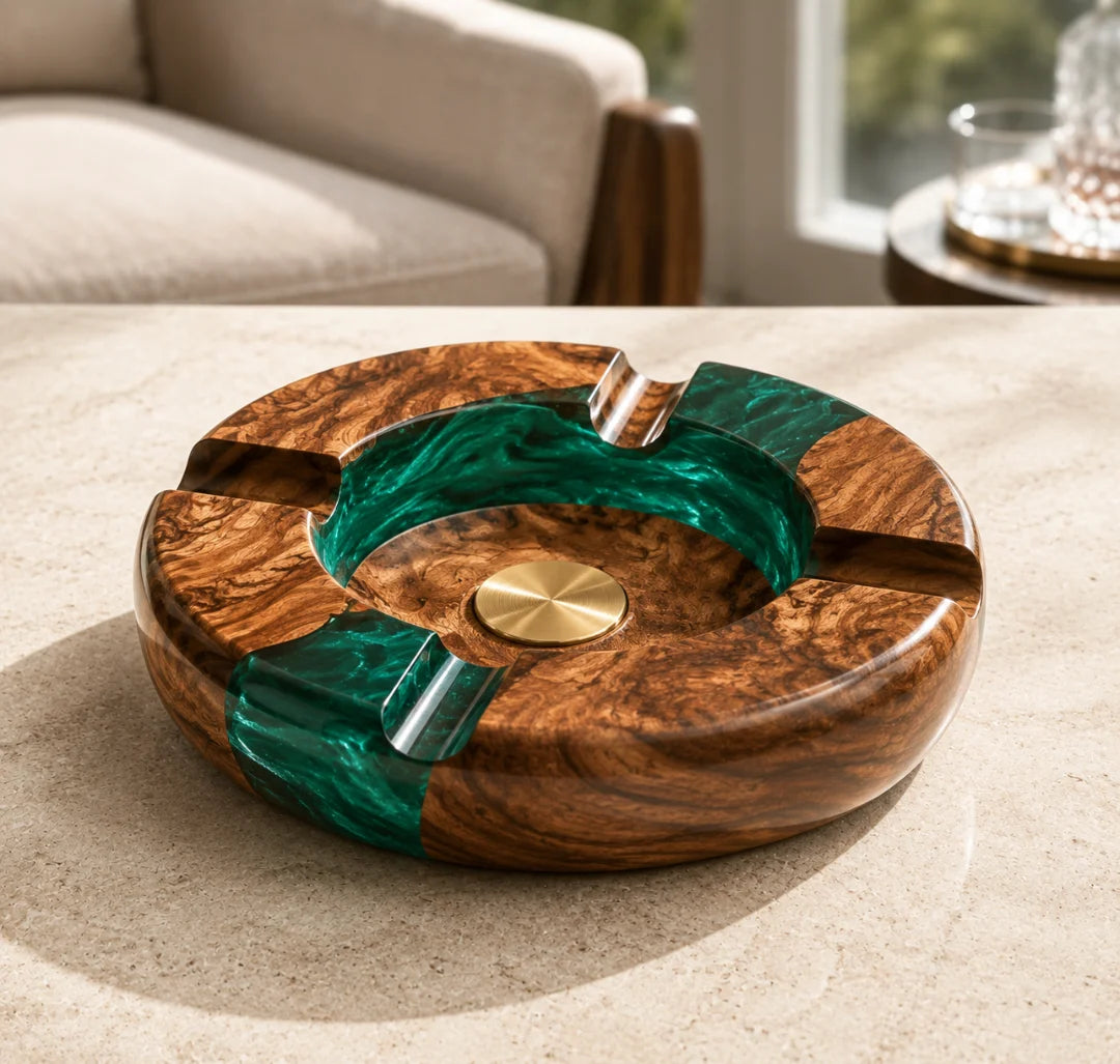 Emerald Swirl Emerald Green Epoxy Ashtray AT01