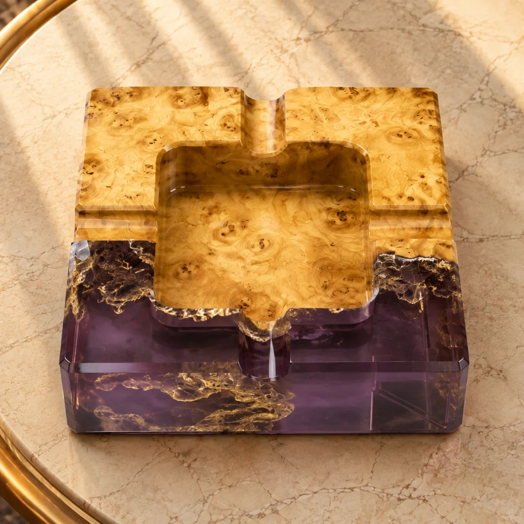 Amethyst Square Smoky Purple Epoxy Ashtray AT03