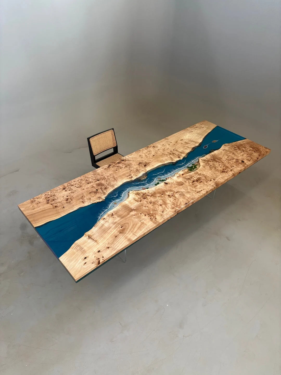 Aurora In Stock 47" x 126" x 2.5" Luxury Poplar Epoxy River Table ATD0003