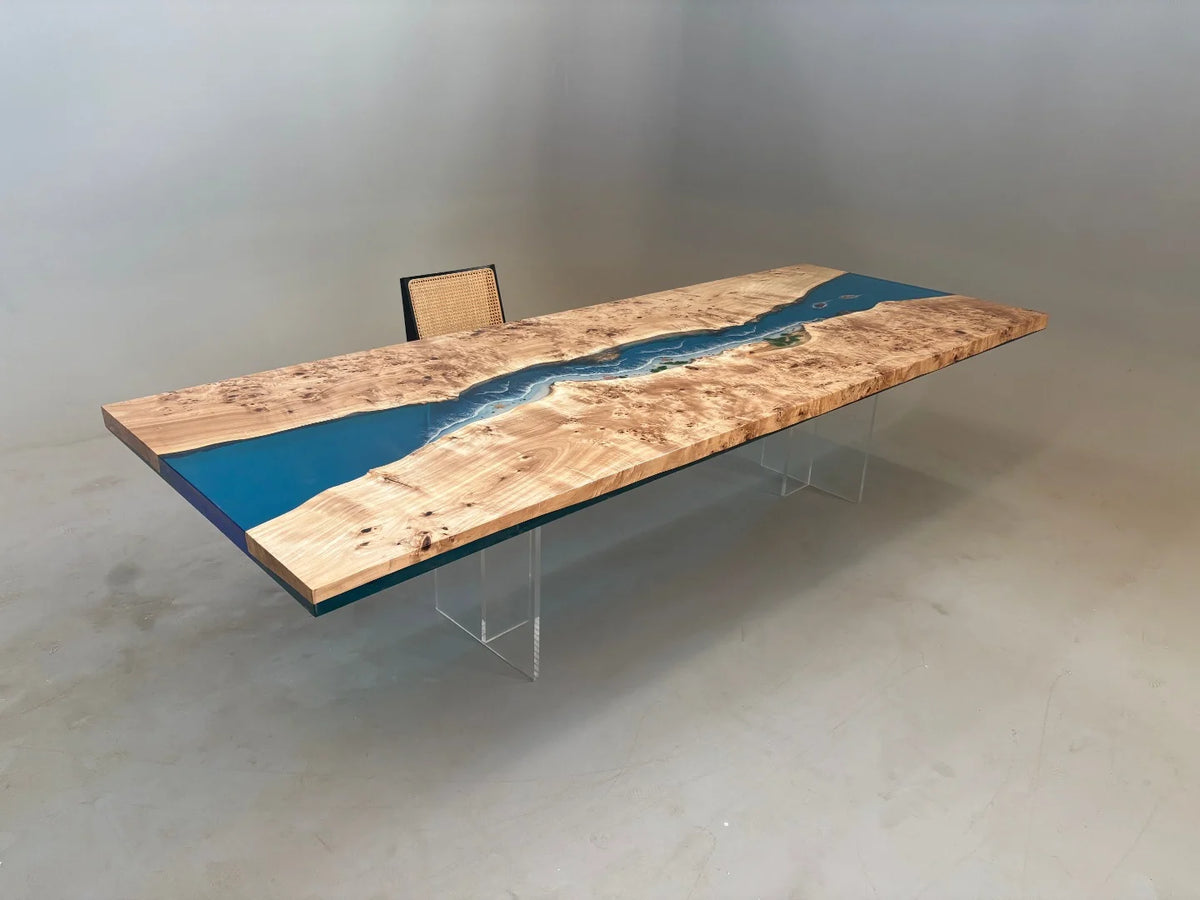 Aurora In Stock 47" x 126" x 2.5" Luxury Poplar Epoxy River Table ATD0003