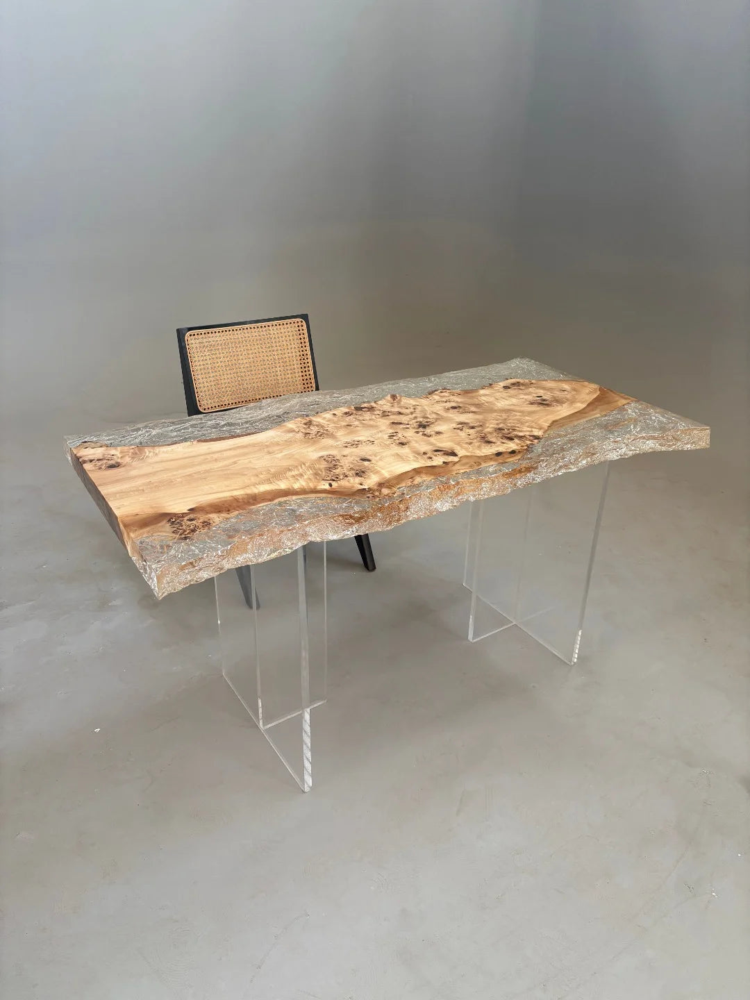 Aurora In Stock 28" x 55" x 2" Luxury Poplar Epoxy Live Edge Table ATD0007 (Minor Imperfection)