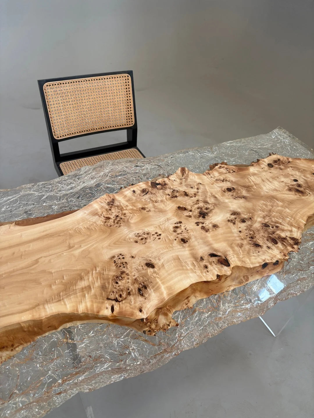 Aurora In Stock 28" x 55" x 2" Luxury Poplar Epoxy Live Edge Table ATD0007 (Minor Imperfection)