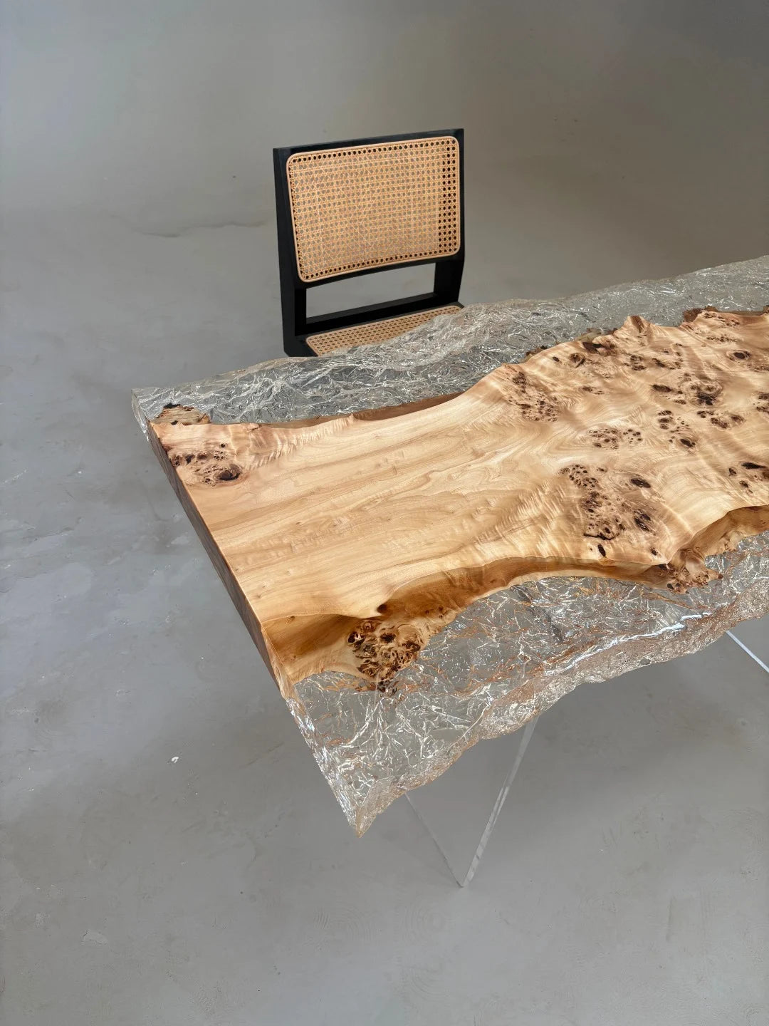 Aurora In Stock 28" x 55" x 2" Luxury Poplar Epoxy Live Edge Table ATD0007 (Minor Imperfection)