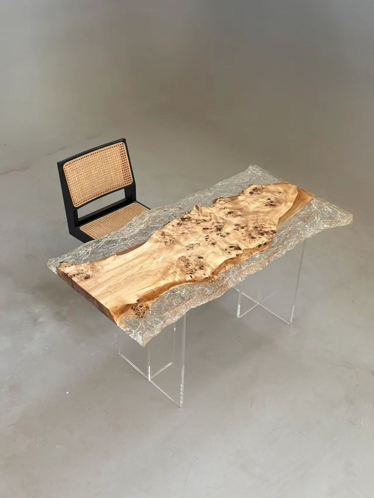 Aurora In Stock 28" x 55" x 2" Luxury Poplar Epoxy Live Edge Table ATD0007 (Minor Imperfection)