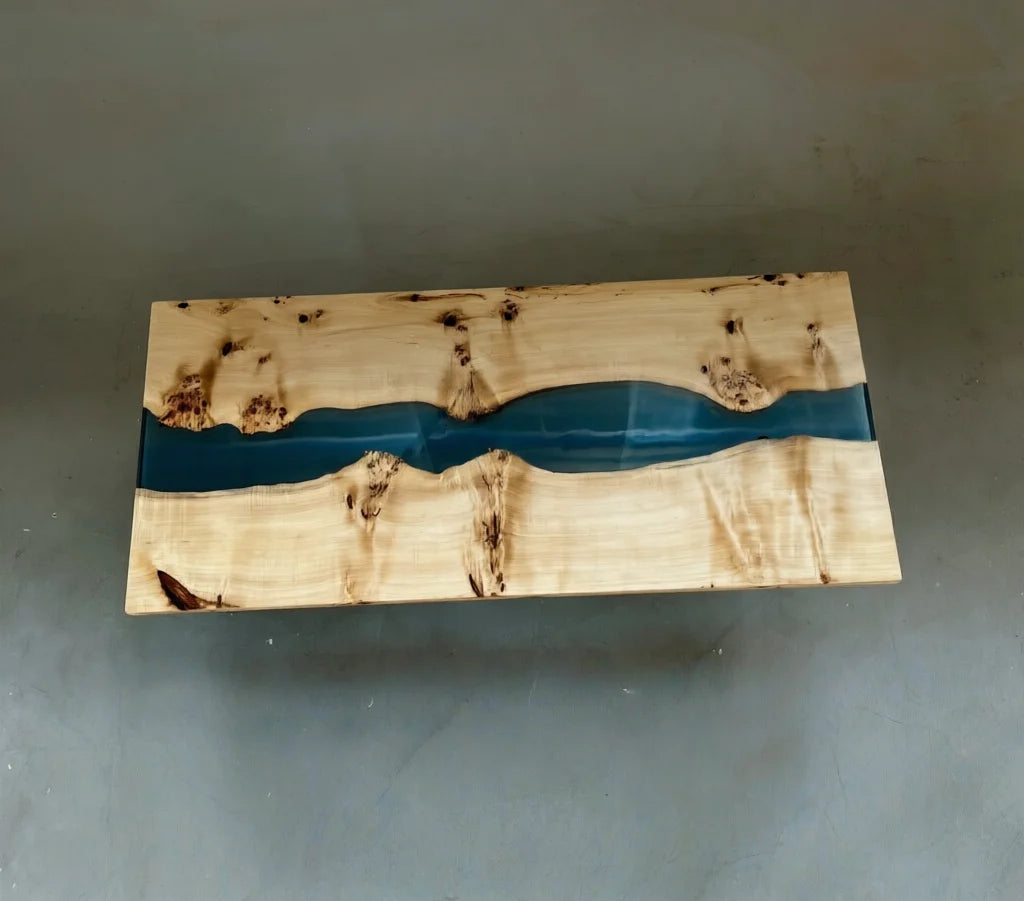 Aurora In Stock 31" x 71" x 2" Luxury Poplar Epoxy River Table ATD0014