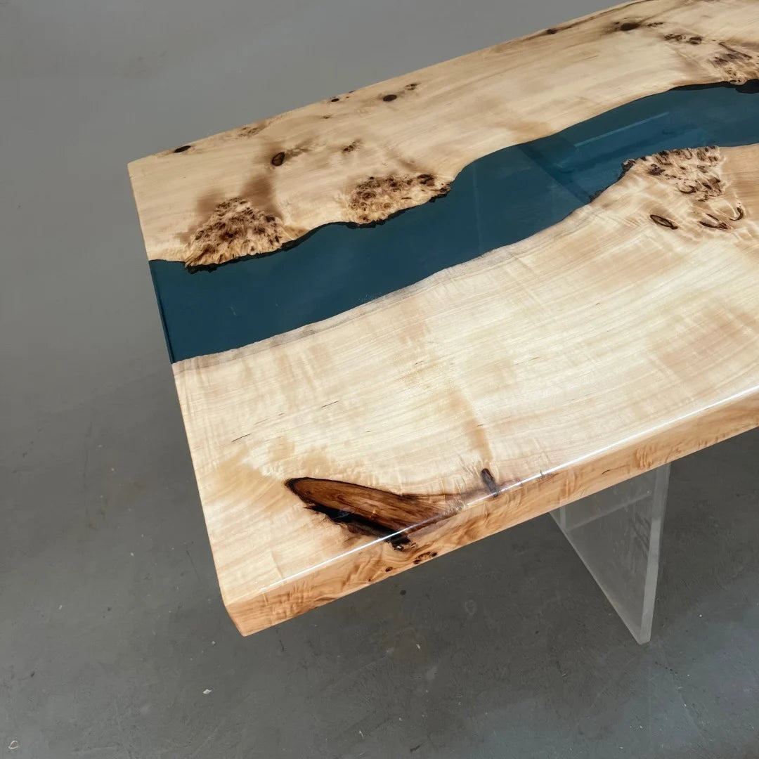 Aurora In Stock 31" x 71" x 2" Luxury Poplar Epoxy River Table ATD0014