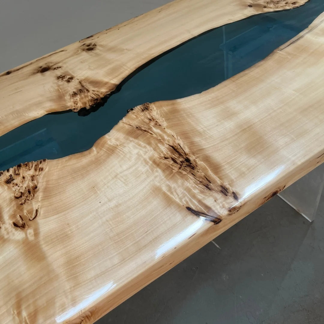 Aurora In Stock 31" x 71" x 2" Luxury Poplar Epoxy River Table ATD0014