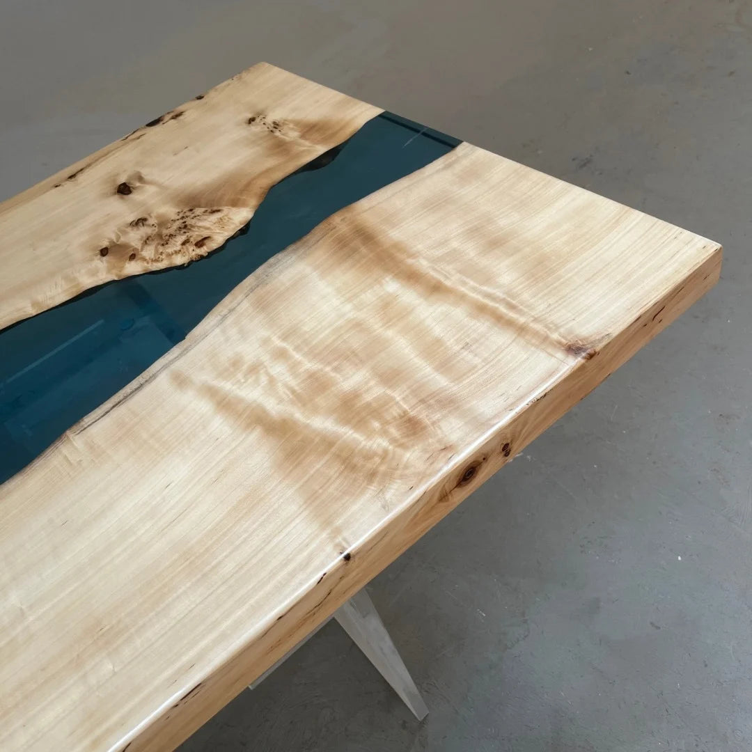 Aurora In Stock 31" x 71" x 2" Luxury Poplar Epoxy River Table ATD0014
