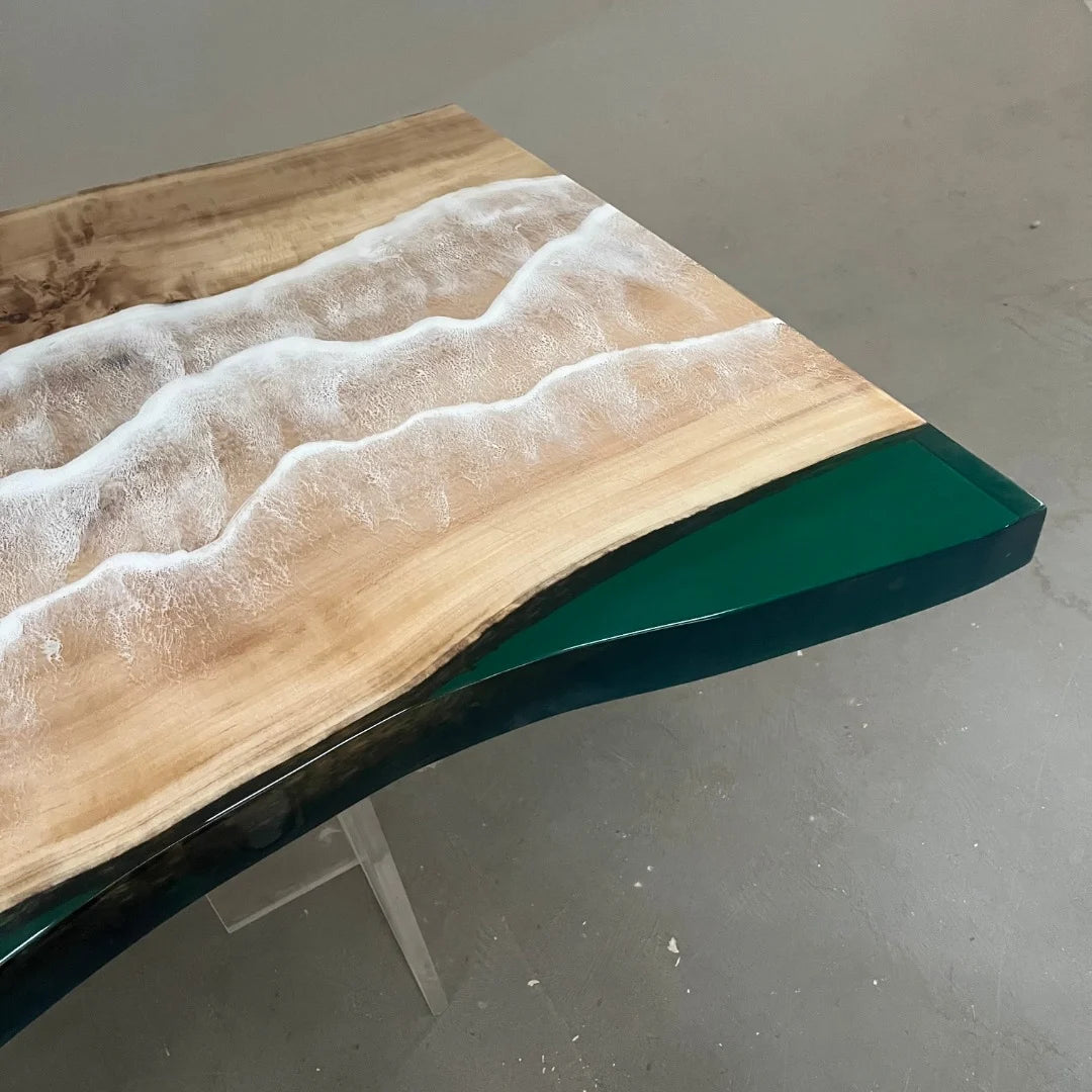 Aurora In Stock 36" x 84" x 2" Luxury Poplar Epoxy Live Edge Table ATD0016