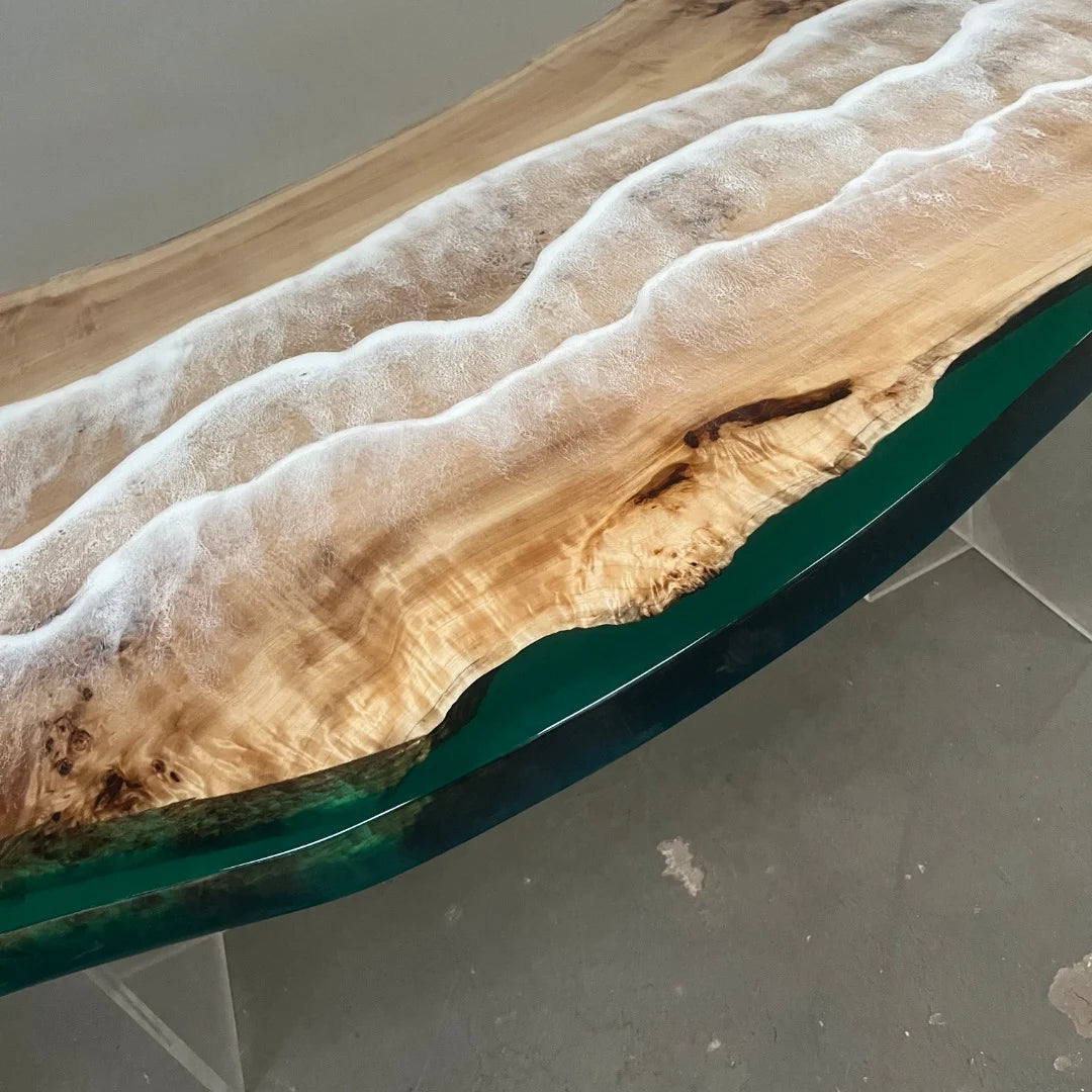 Aurora In Stock 36" x 84" x 2" Luxury Poplar Epoxy Live Edge Table ATD0016