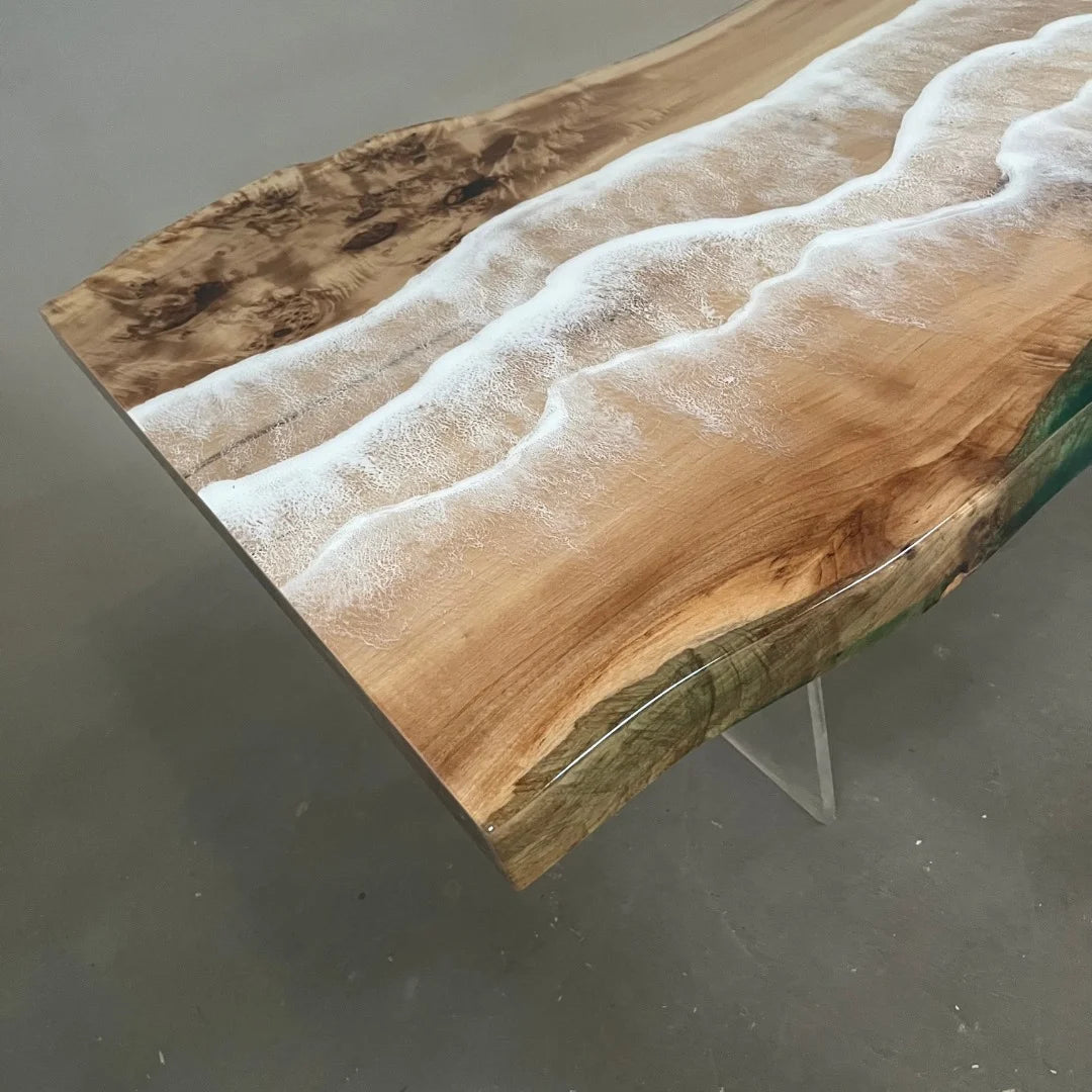 Aurora In Stock 36" x 84" x 2" Luxury Poplar Epoxy Live Edge Table ATD0016