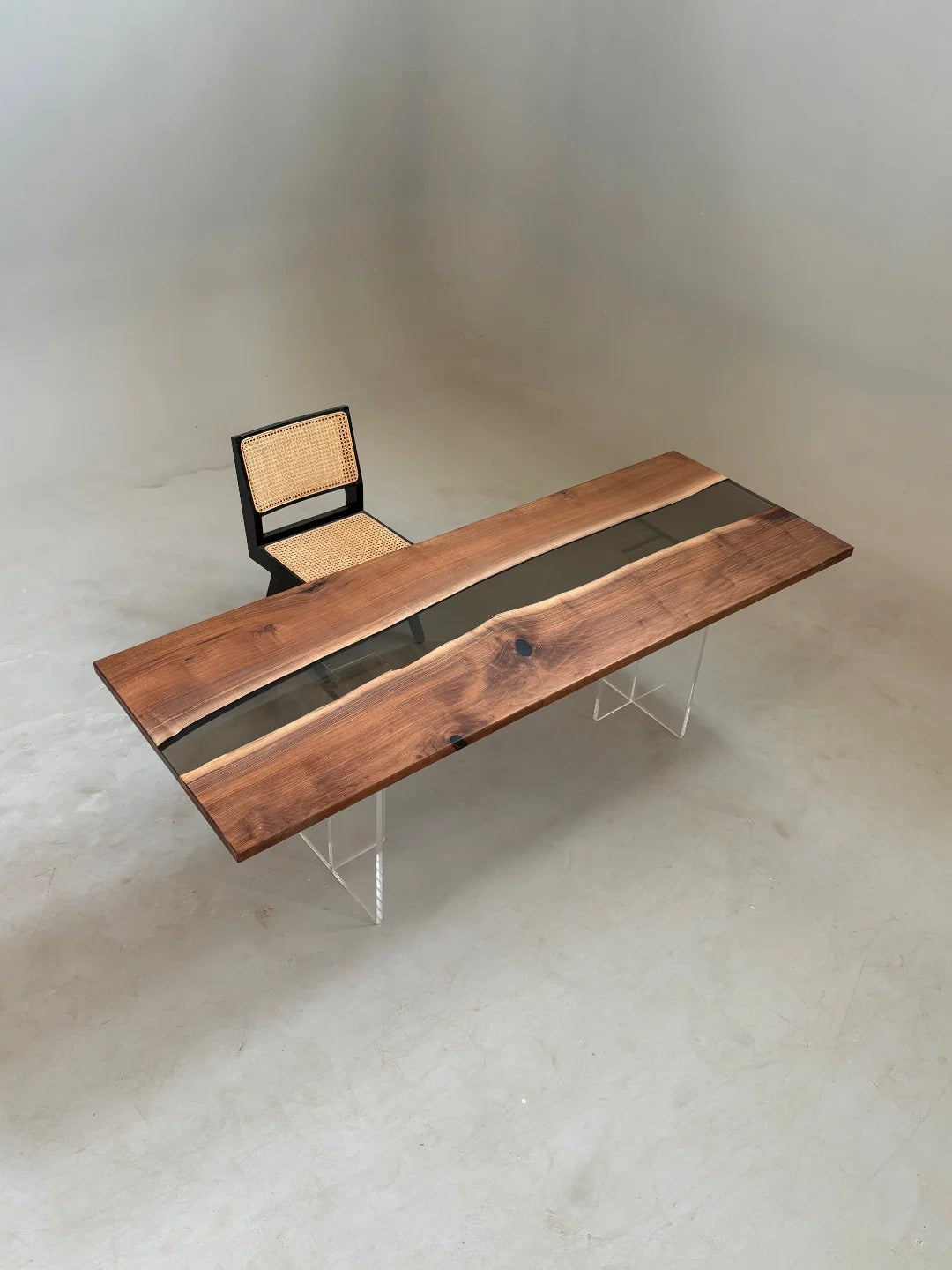 Aurora In Stock 31" x 87" x 1" Luxury Walnut Epoxy River Table ATD0018 (Minor Imperfection)