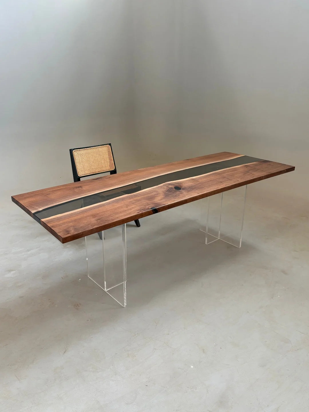 Aurora In Stock 31" x 87" x 1" Luxury Walnut Epoxy River Table ATD0018 (Minor Imperfection)