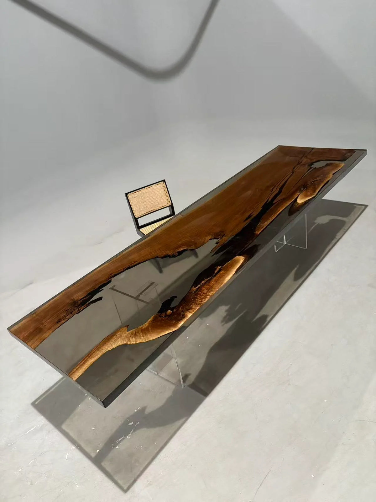 Aurora In Stock 39" x 138" x 2.5" Luxury Walnut Epoxy Live Edge Table ATD0020 (Minor Imperfection)