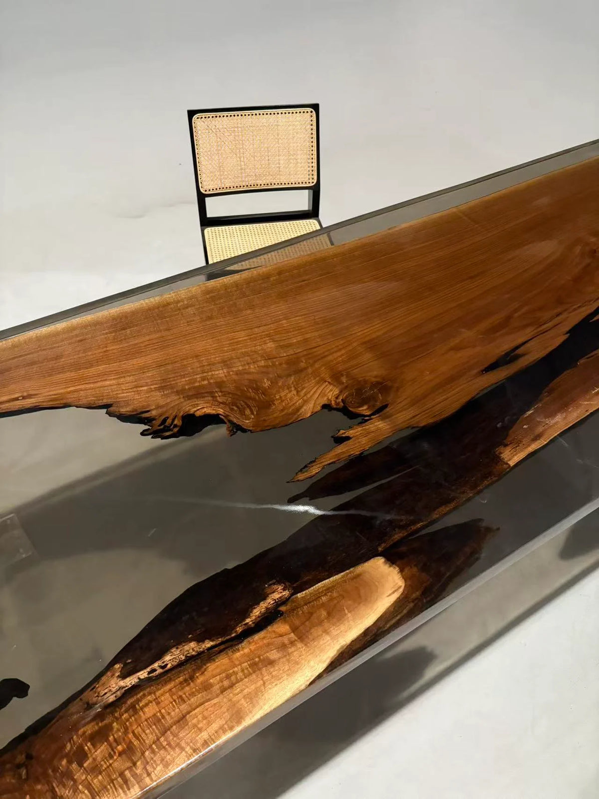 Aurora In Stock 39" x 138" x 2.5" Luxury Walnut Epoxy Live Edge Table ATD0020 (Minor Imperfection)