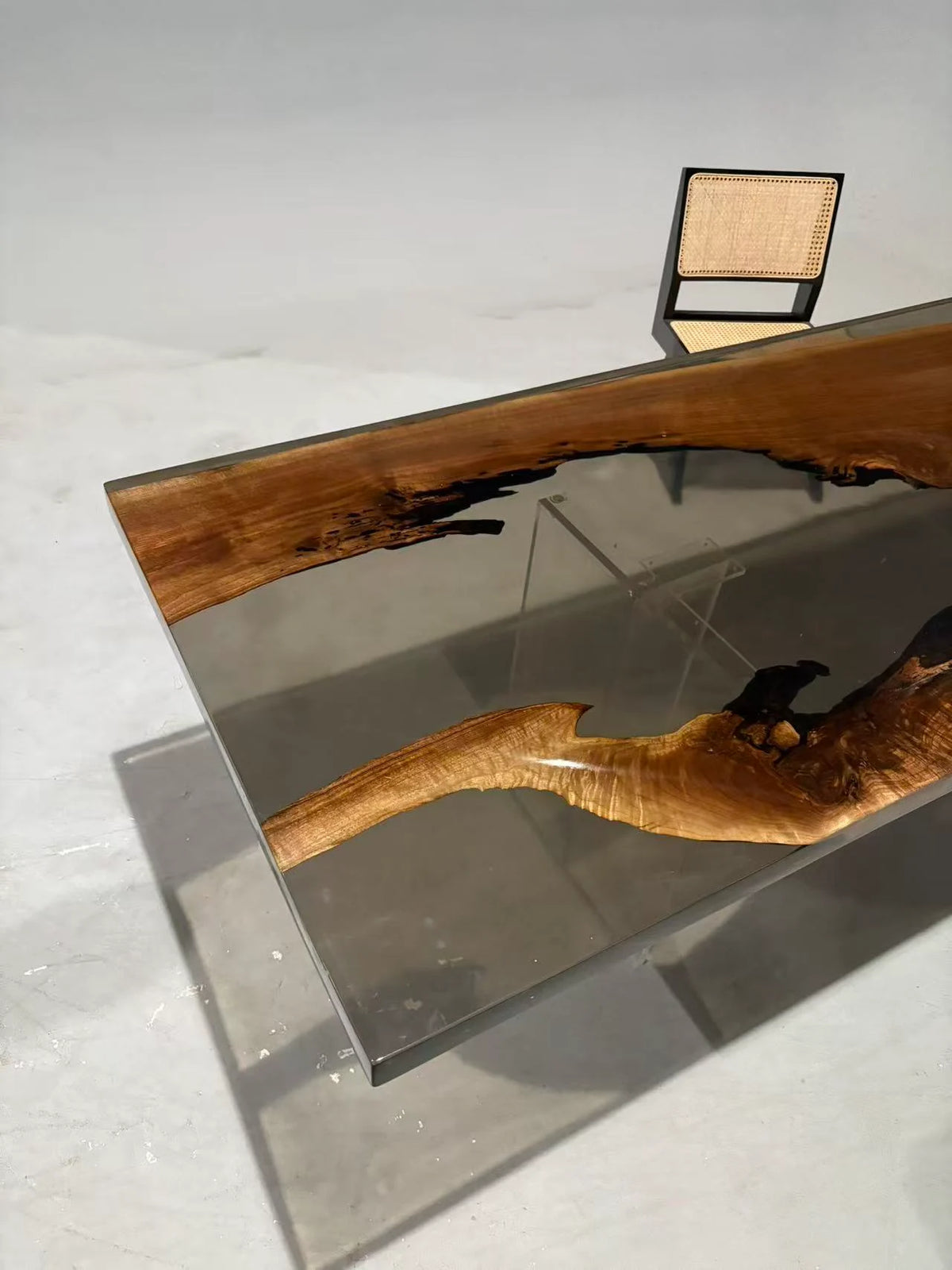 Aurora In Stock 39" x 138" x 2.5" Luxury Walnut Epoxy Live Edge Table ATD0020 (Minor Imperfection)