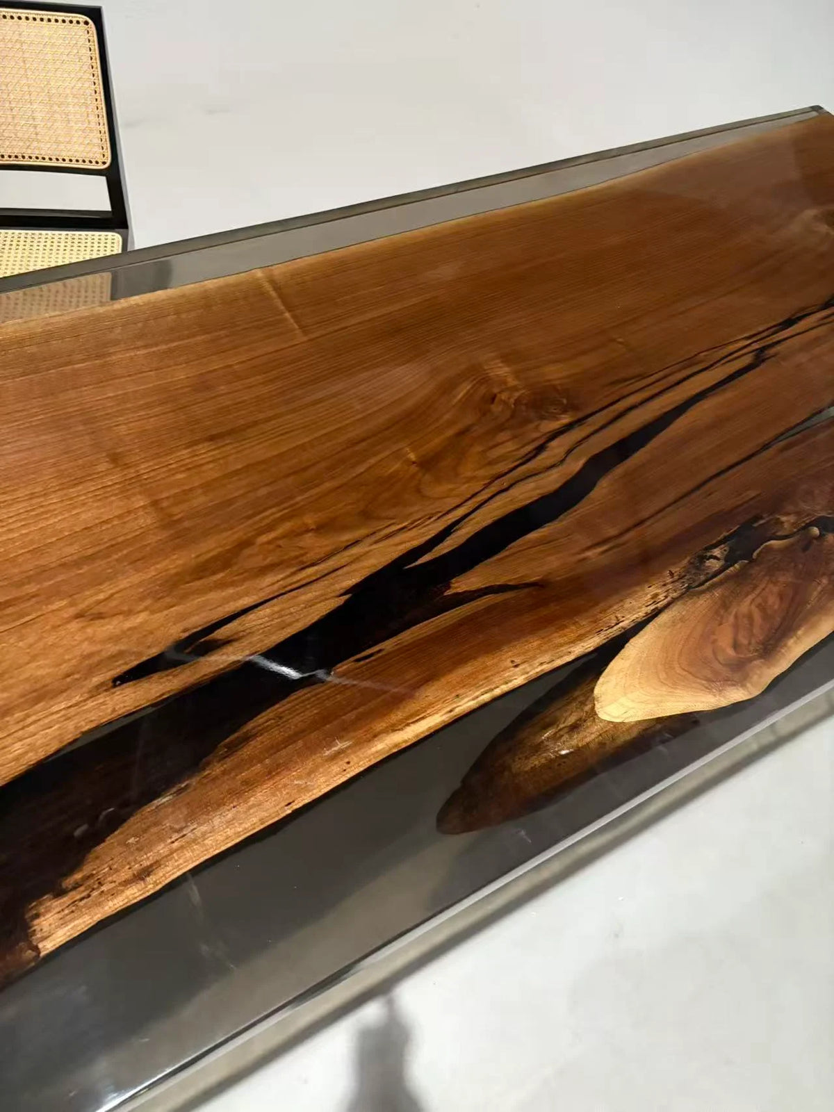 Aurora In Stock 39" x 138" x 2.5" Luxury Walnut Epoxy Live Edge Table ATD0020 (Minor Imperfection)