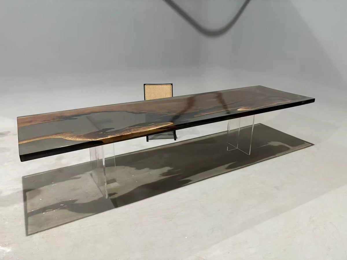 Aurora In Stock 39" x 138" x 2.5" Luxury Walnut Epoxy Live Edge Table ATD0020 (Minor Imperfection)