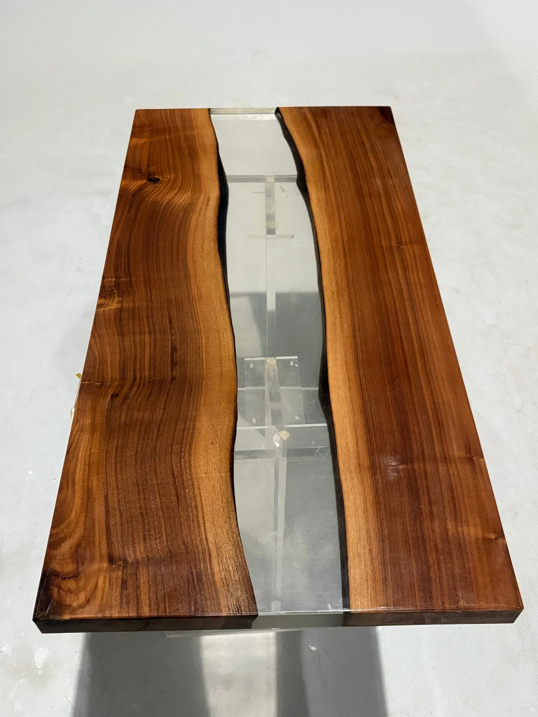 Aurora In Stock 24" x 47" x 2" Luxury Walnut Epoxy Live Edge Table ATD0021 (Minor Imperfection)