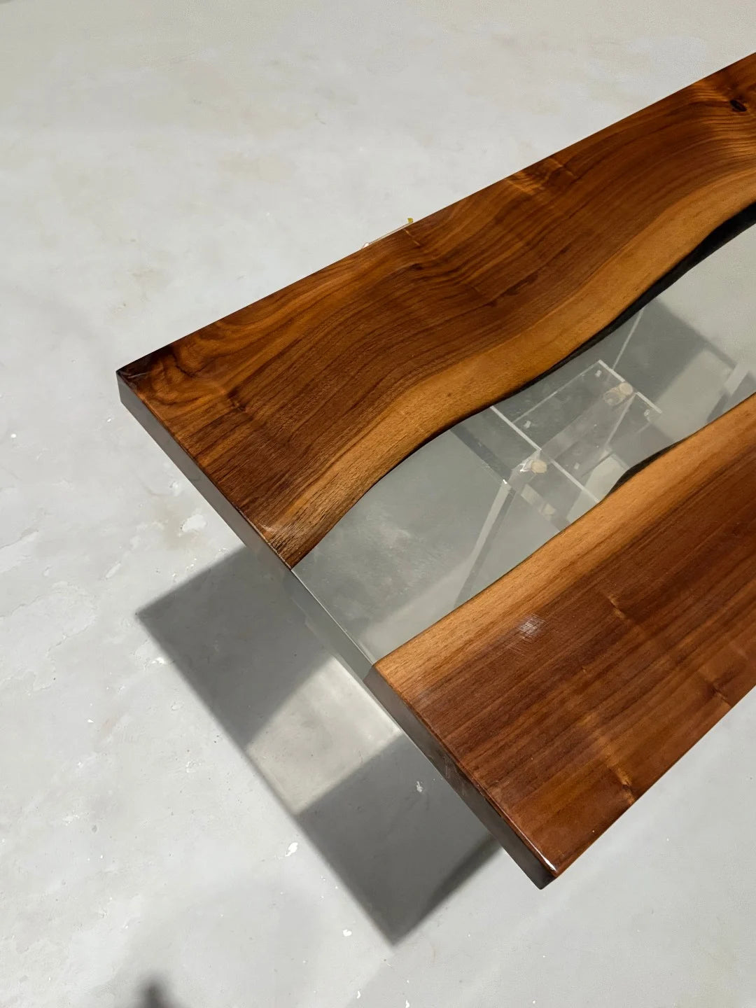 Aurora In Stock 24" x 47" x 2" Luxury Walnut Epoxy Live Edge Table ATD0021 (Minor Imperfection)