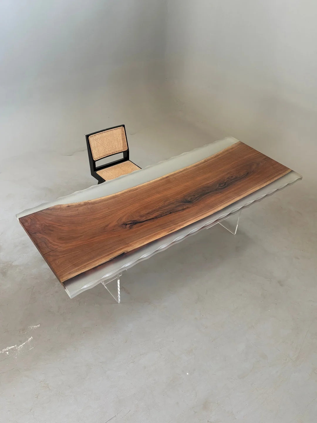 Aurora In Stock 37" x 94" x 2" Luxury Walnut Epoxy Live Edge Table ATD0022