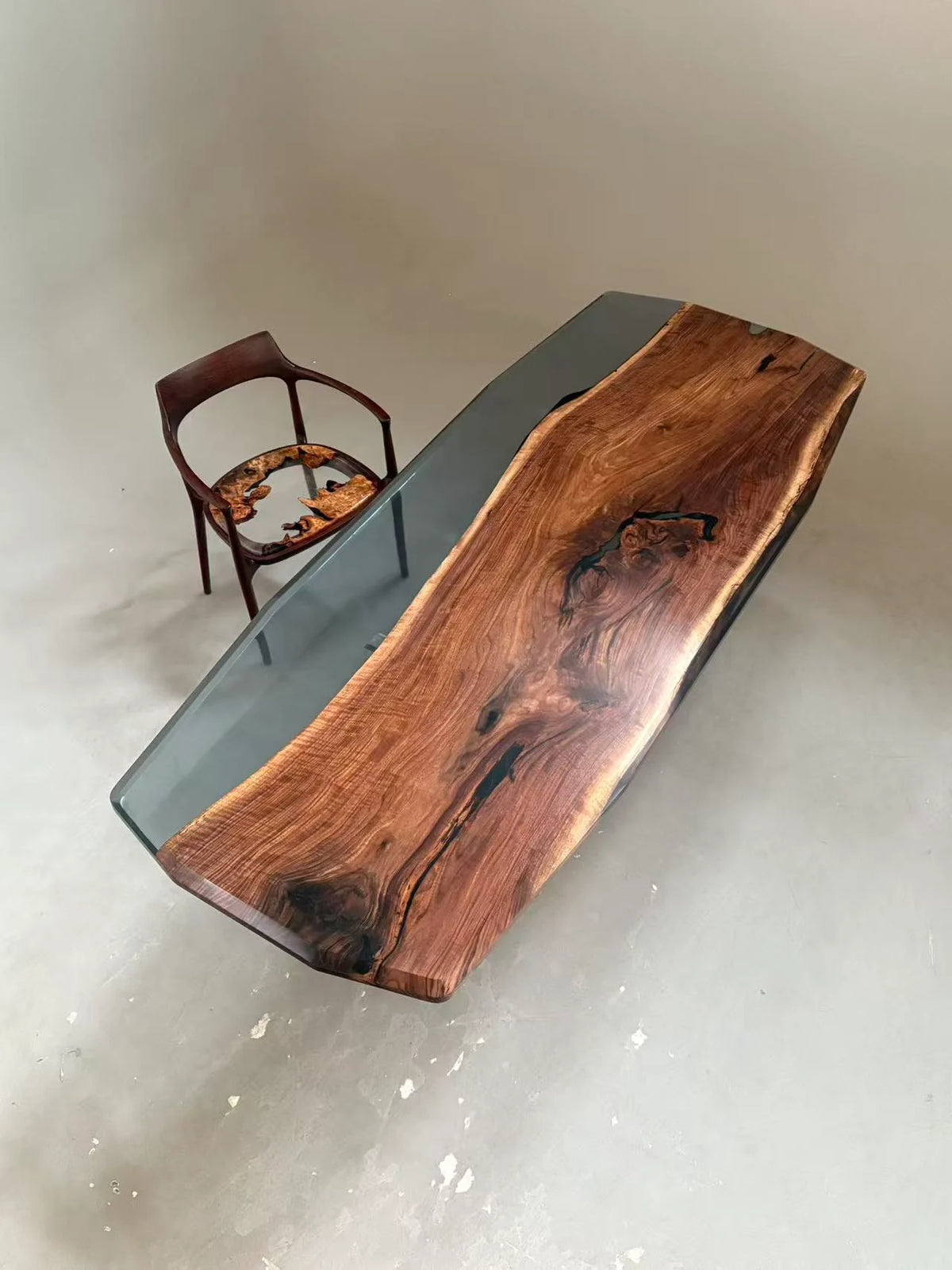 Aurora In Stock 39" x 94" x 2.5" Luxury Walnut Epoxy Live Edge Table ATD0023