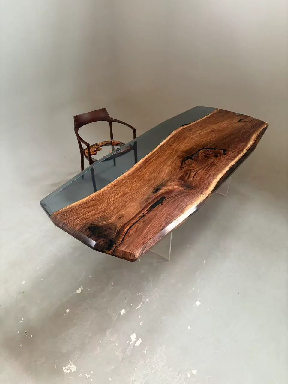 Aurora In Stock 39" x 94" x 2.5" Luxury Walnut Epoxy Live Edge Table ATD0023