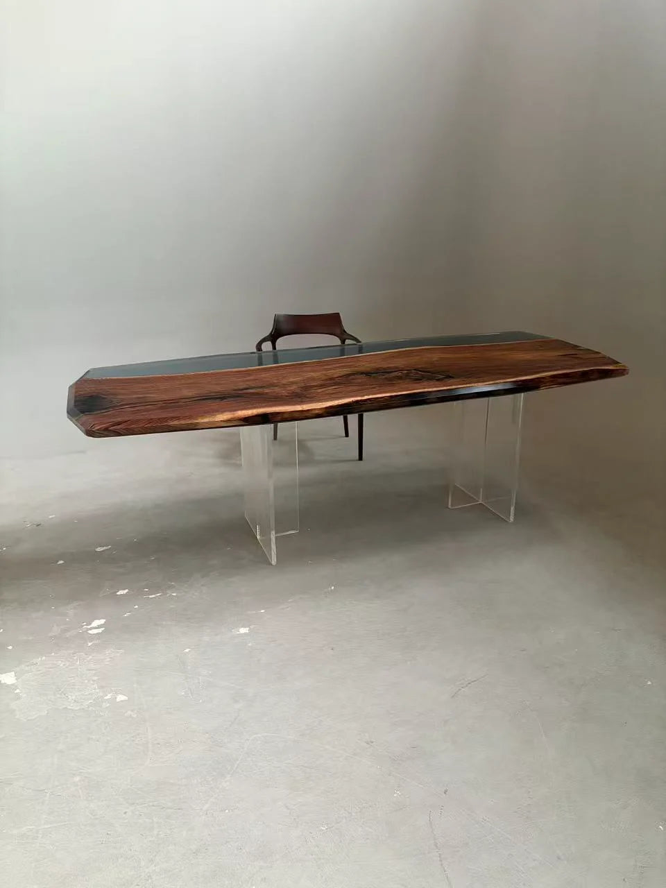 Aurora In Stock 39" x 94" x 2.5" Luxury Walnut Epoxy Live Edge Table ATD0023