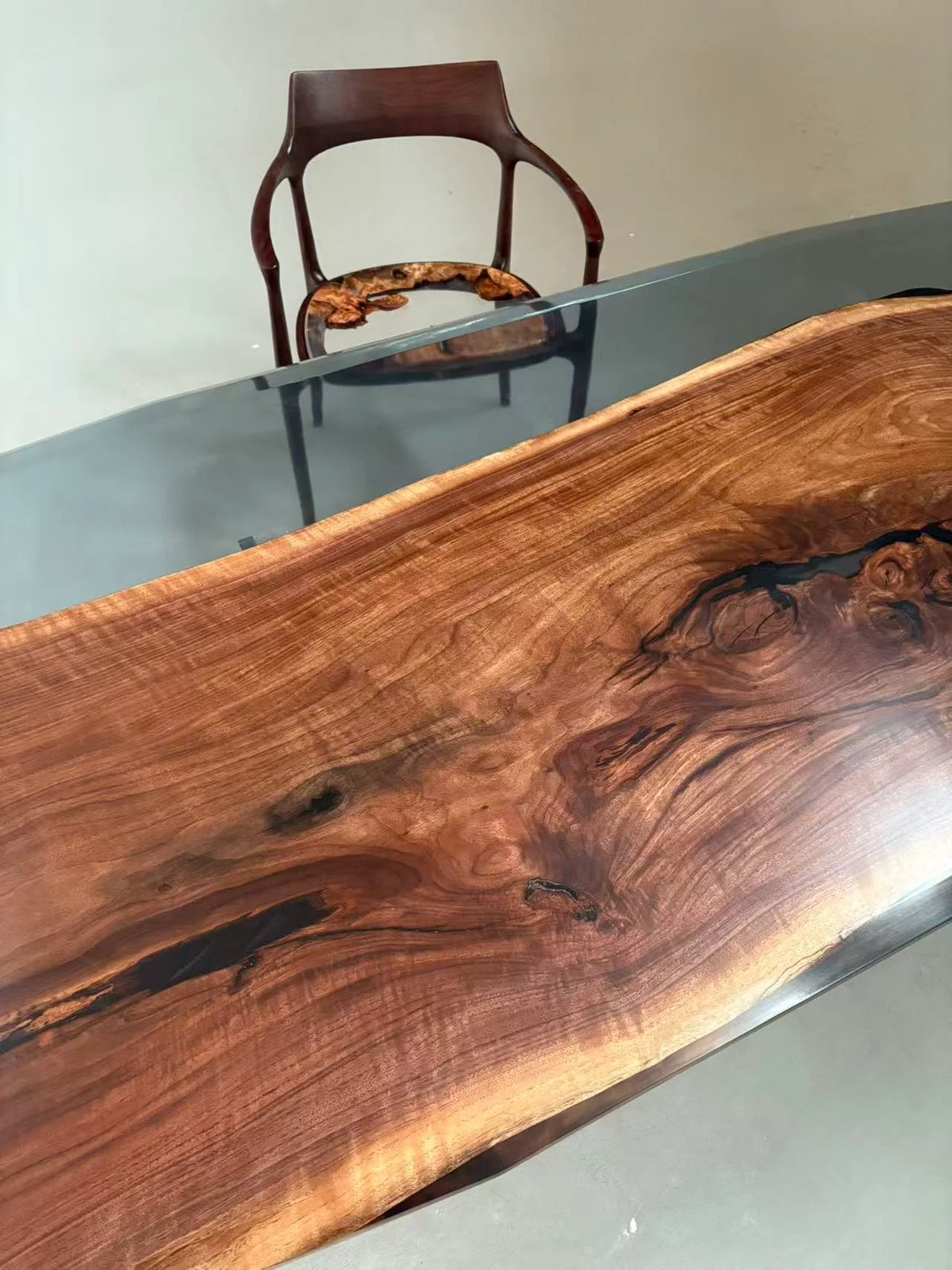 Aurora In Stock 39" x 94" x 2.5" Luxury Walnut Epoxy Live Edge Table ATD0023