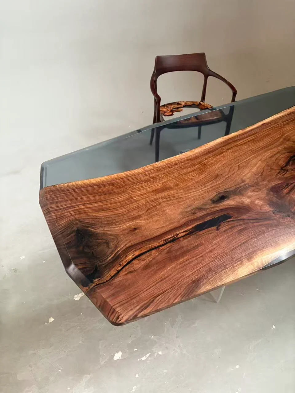 Aurora In Stock 39" x 94" x 2.5" Luxury Walnut Epoxy Live Edge Table ATD0023