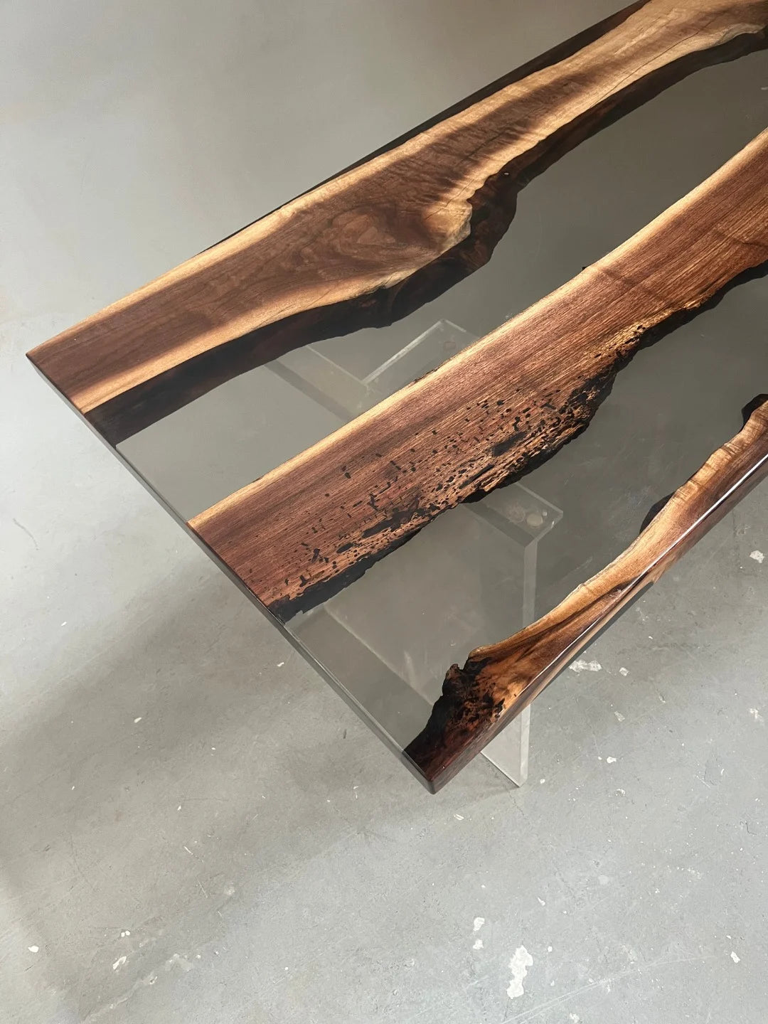 Aurora In Stock 30" x 72" x 1.5" Luxury Walnut Epoxy River Table ATD0024 (Minor Imperfection)