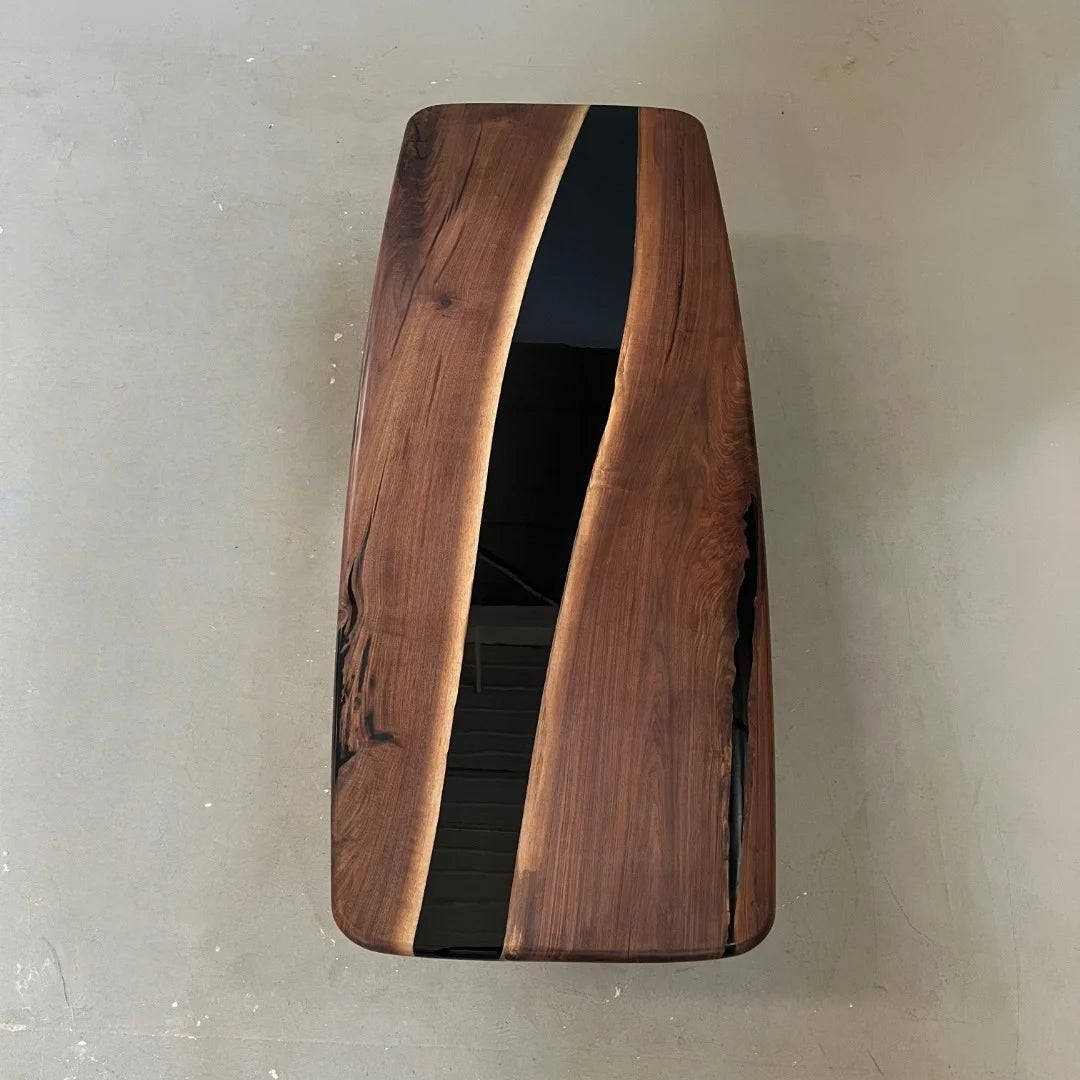 Aurora In Stock 39" x 94" x 2.5" Luxury Walnut Epoxy River Table ATD0027
