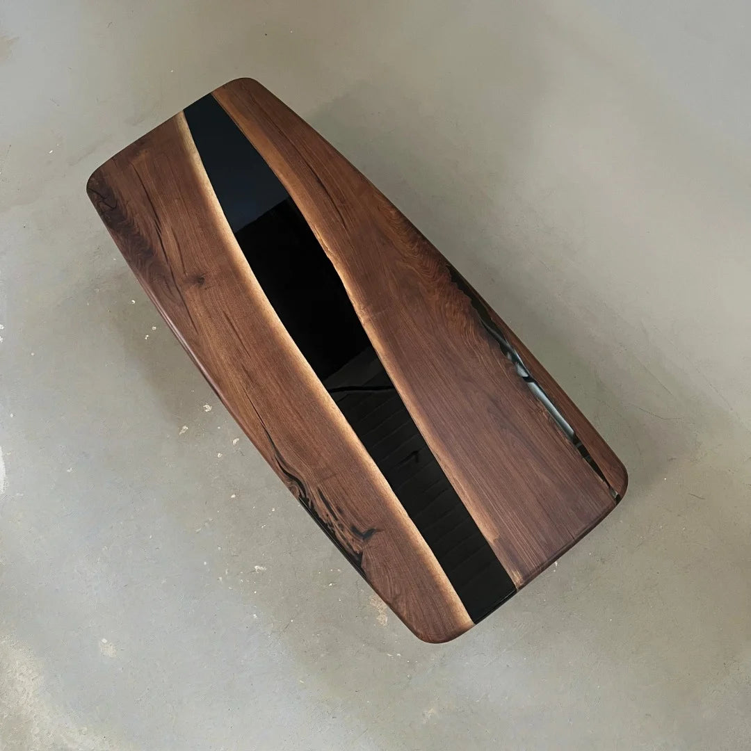 Aurora In Stock 39" x 94" x 2.5" Luxury Walnut Epoxy River Table ATD0027
