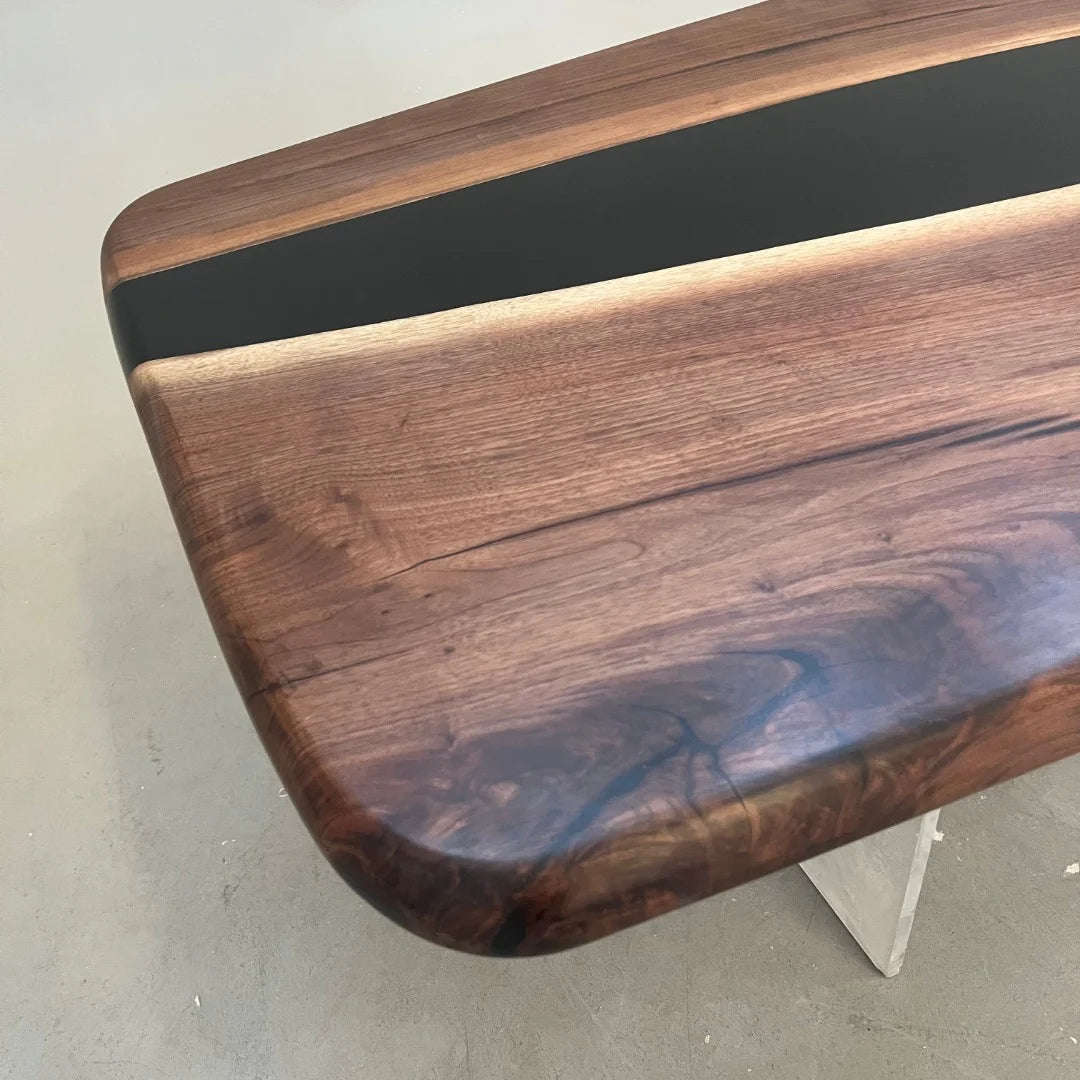Aurora In Stock 39" x 94" x 2.5" Luxury Walnut Epoxy River Table ATD0027