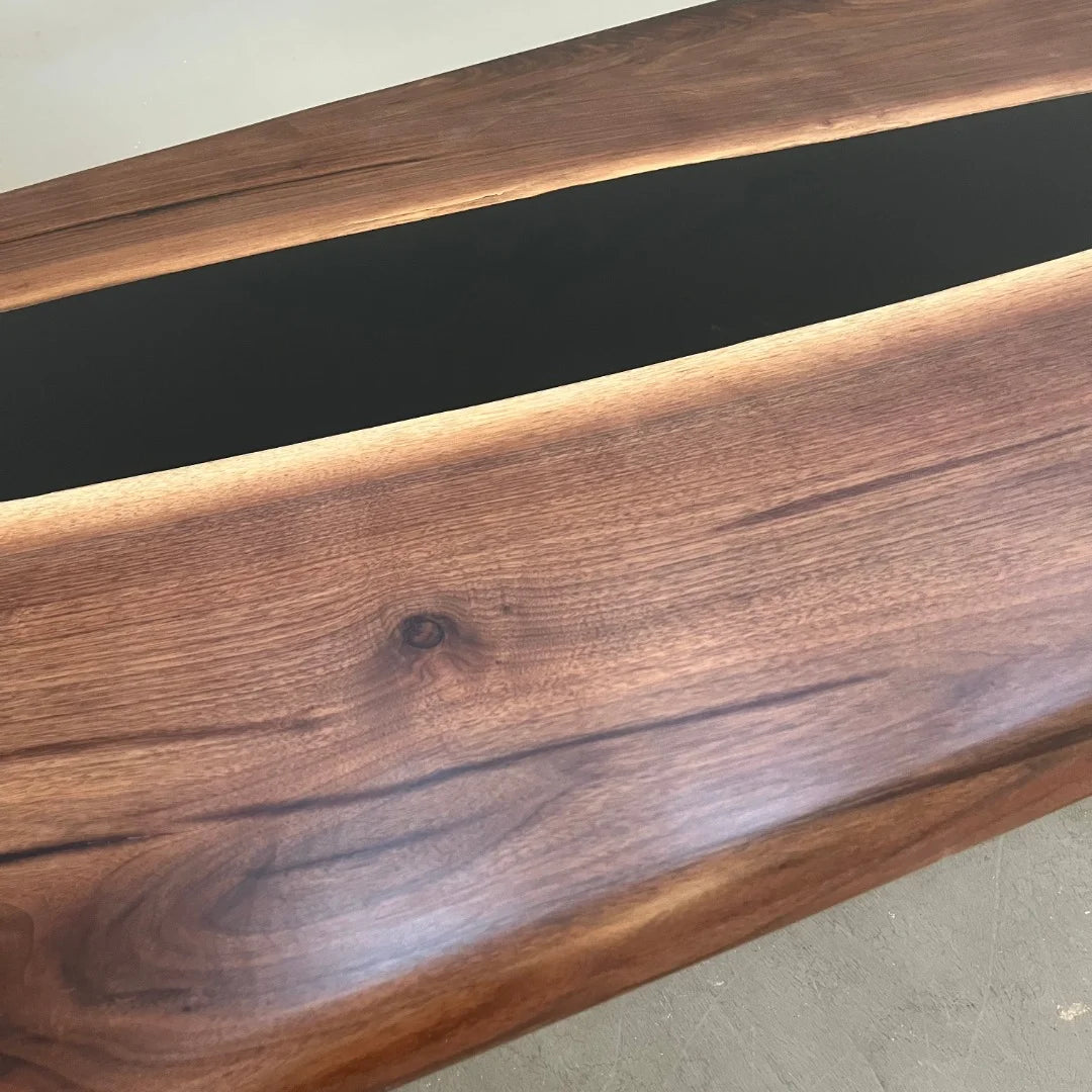 Aurora In Stock 39" x 94" x 2.5" Luxury Walnut Epoxy River Table ATD0027