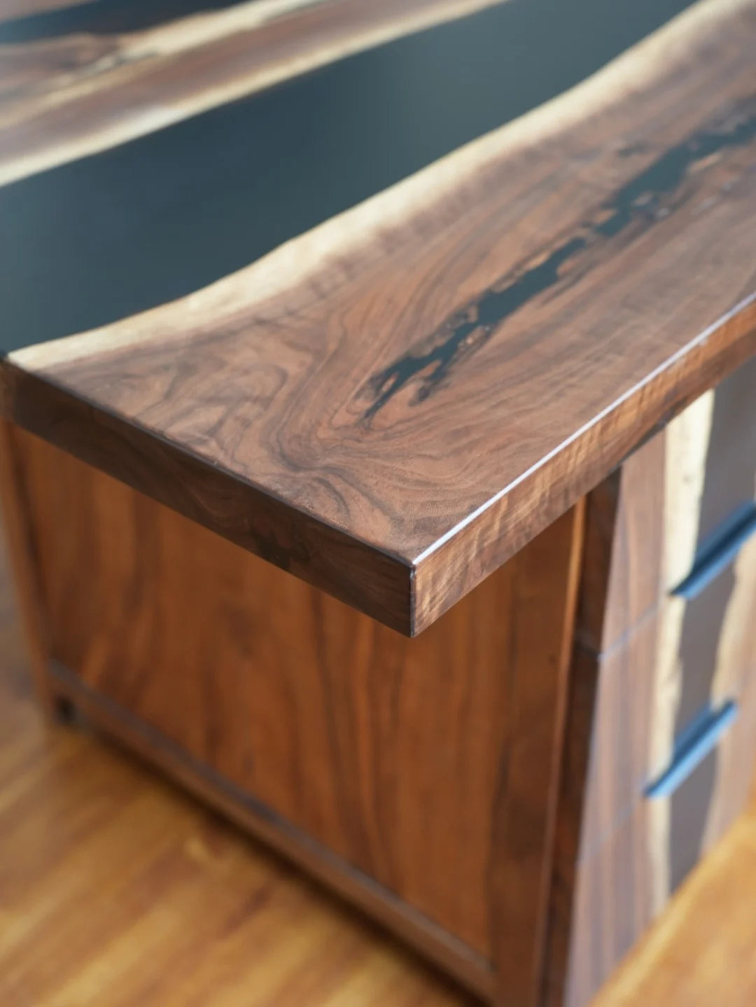 Aurora In Stock 31" x 79" x 2" Luxury Walnut Epoxy Live Edge Table ATD0028