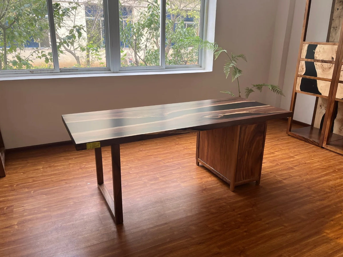 Aurora In Stock 31" x 79" x 2" Luxury Walnut Epoxy Live Edge Table ATD0028