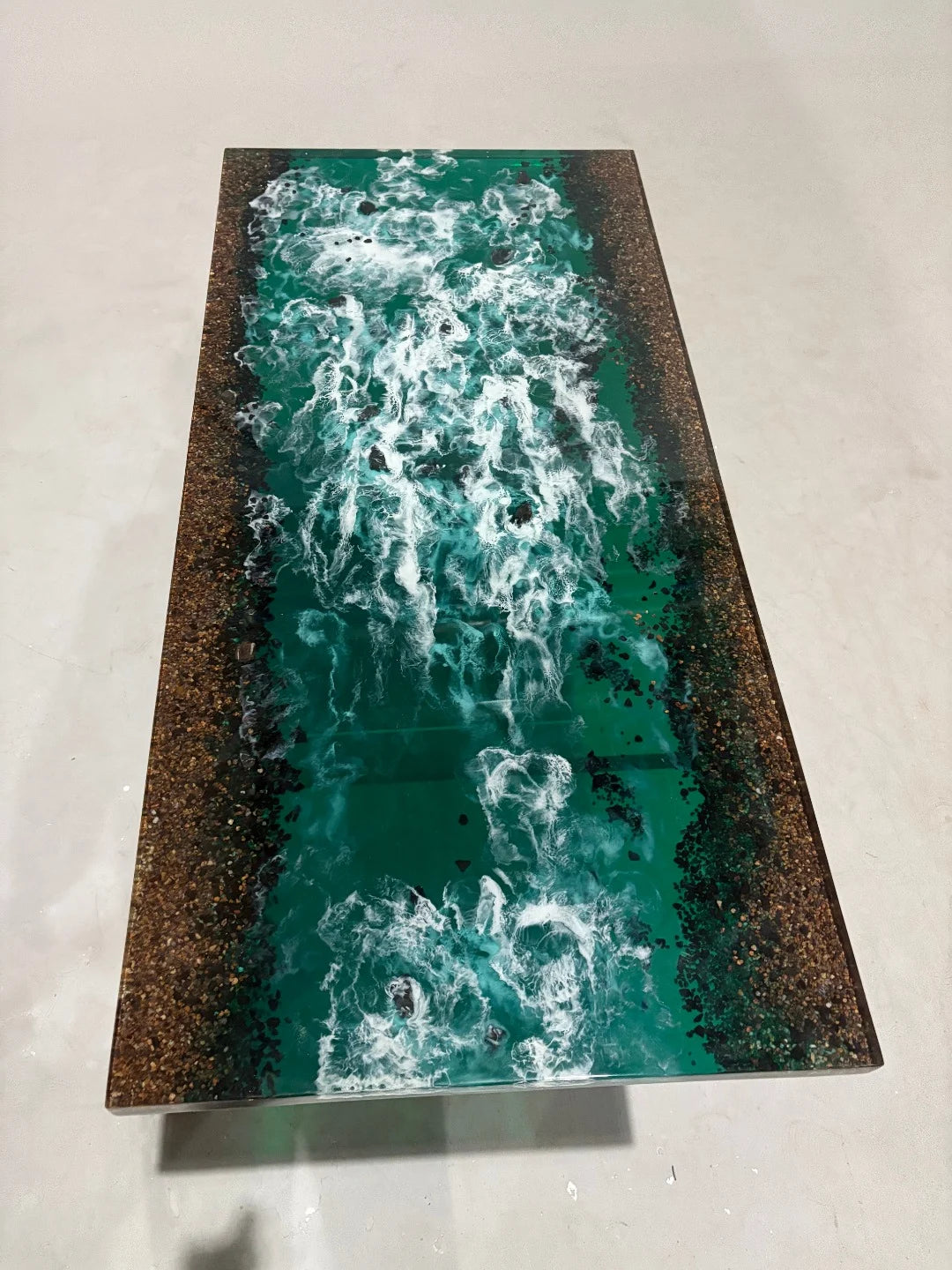 Aurora In Stock 24" x 51" x 1.5" Luxury Epoxy Art Ocean Wave Beach Table ATD0029 (Minor Imperfection)