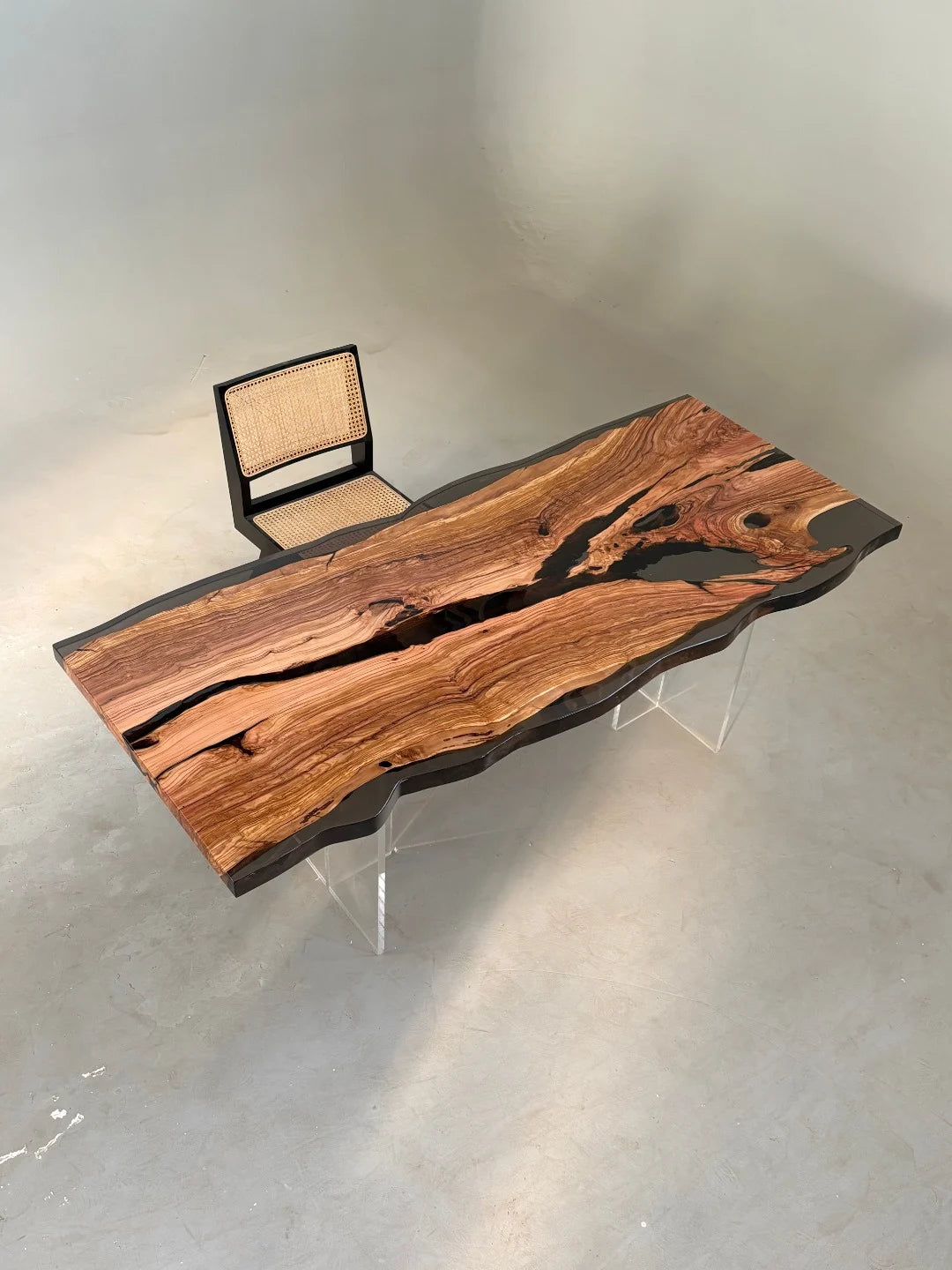 Aurora In Stock 31" x 79" x 2" Luxury Italian Olive Wood Epoxy River Table ATD0032 (Minor Imperfection)