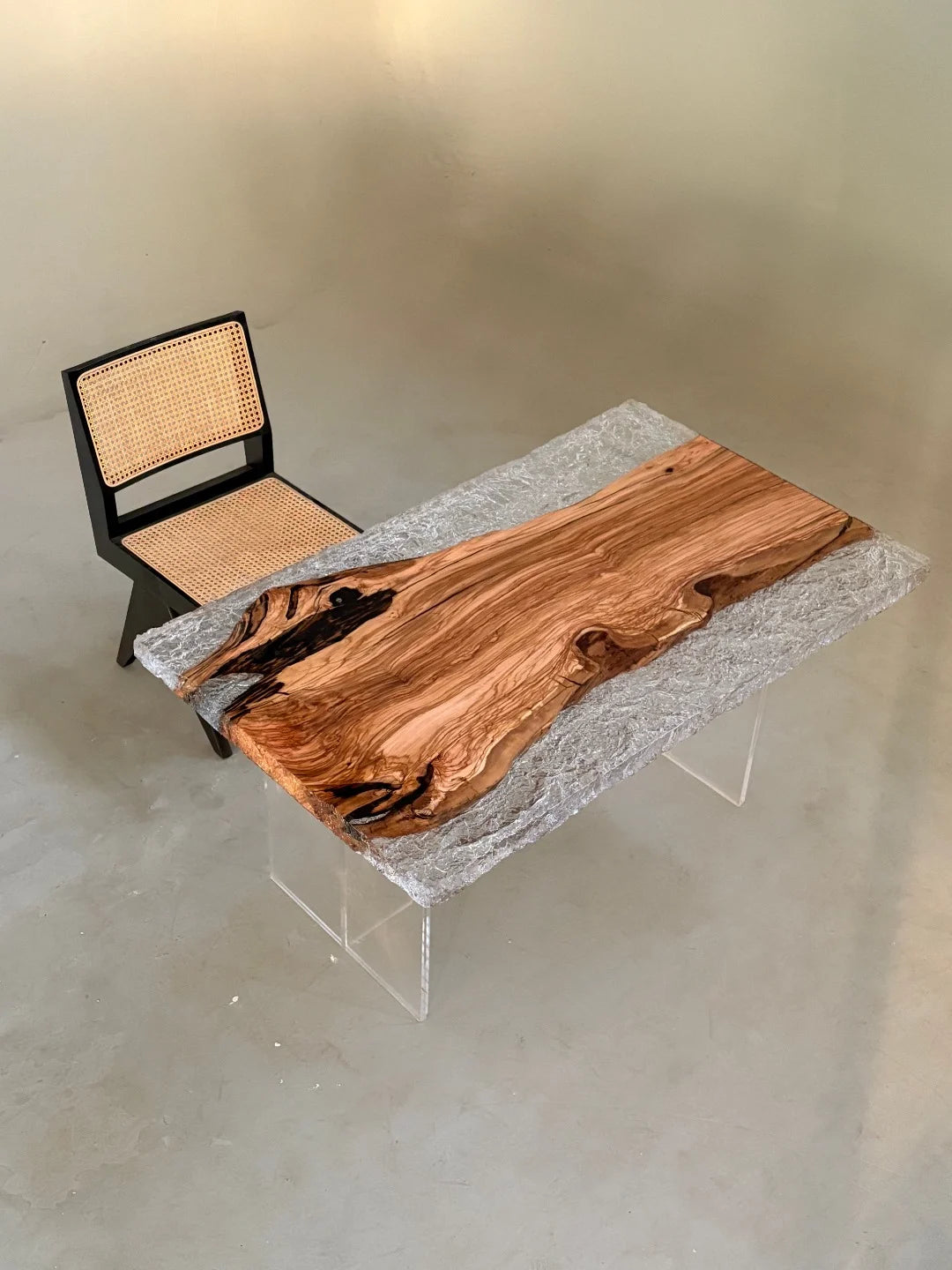 Aurora In Stock 31" x 51" x 2" Luxury Italian Olive Wood Epoxy Live Edge Table ATD0033