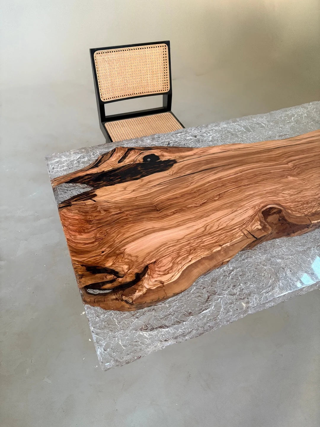 Aurora In Stock 31" x 51" x 2" Luxury Italian Olive Wood Epoxy Live Edge Table ATD0033